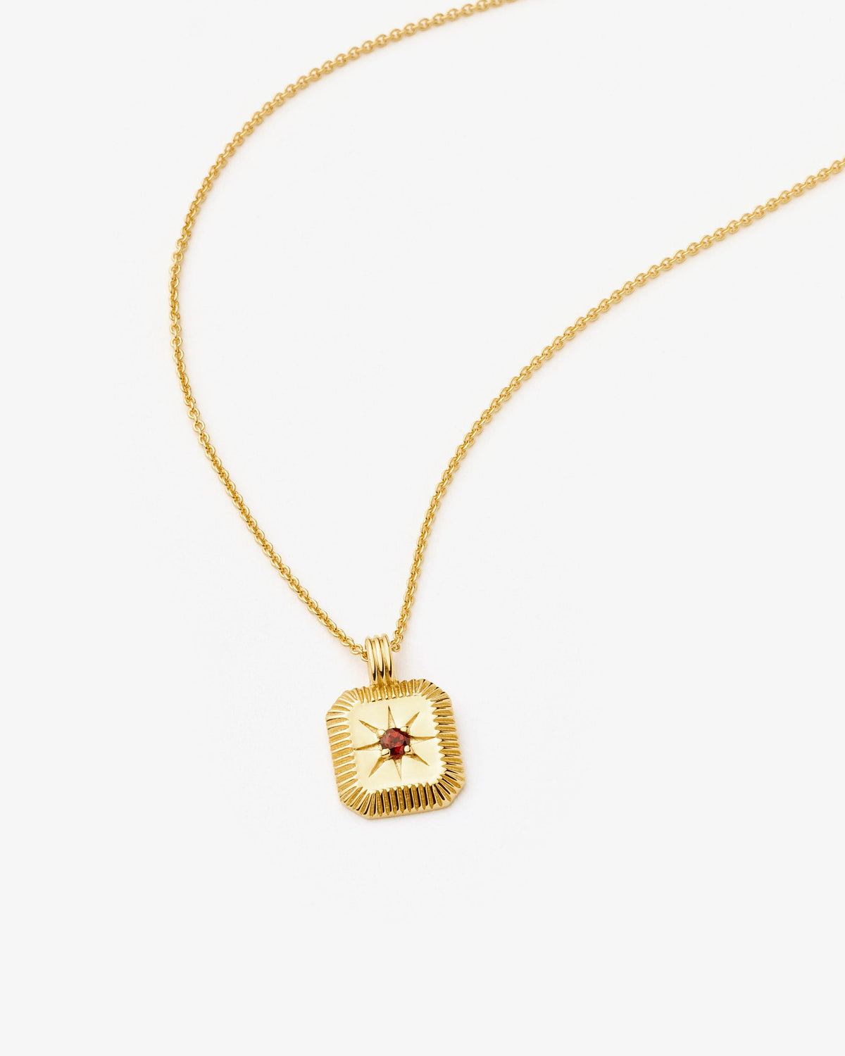 Missoma January Birthstone Garnet Pendant Necklace in gold-plated sterling silver, view 3