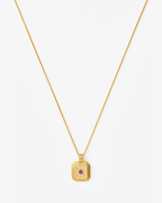 Missoma October Birthstone Pink Tourmaline Pendant Necklace in gold-plated sterling silver