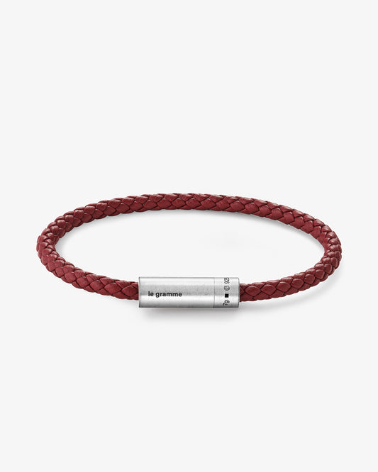7g Burgundy Leather Cable Bracelet