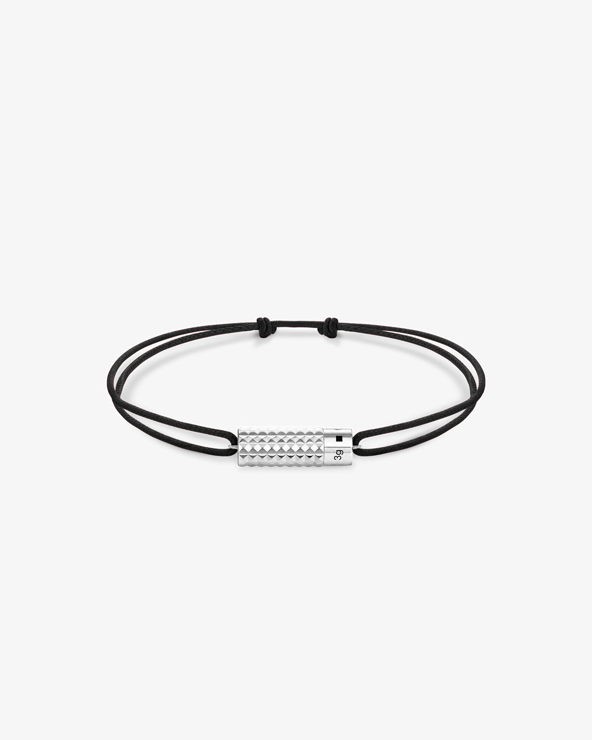Le Gramme 5g Cable Guilloche Black Cord Bracelet in 925 sterling silver