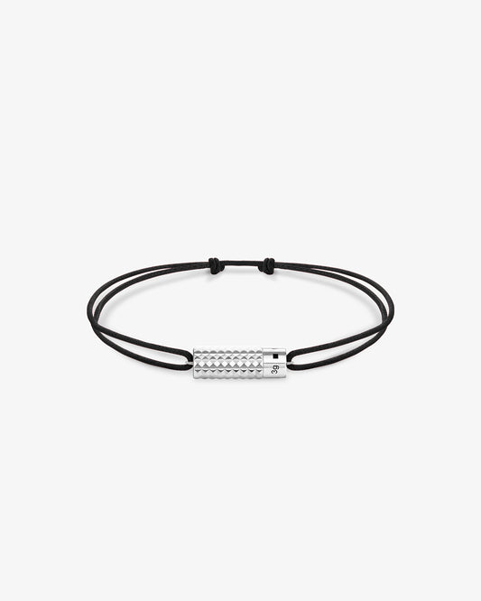 Le Gramme 5g Cable Guilloche Black Cord Bracelet in 925 sterling silver