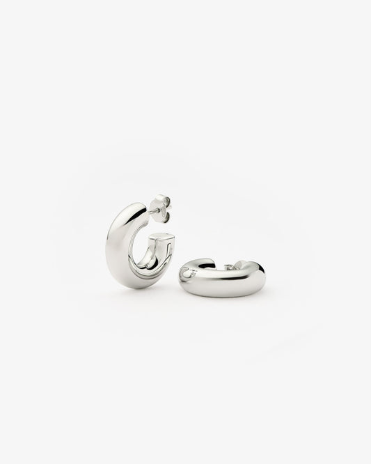 Missoma Medium Ridge Hoop Earrings in silver-plated brass
