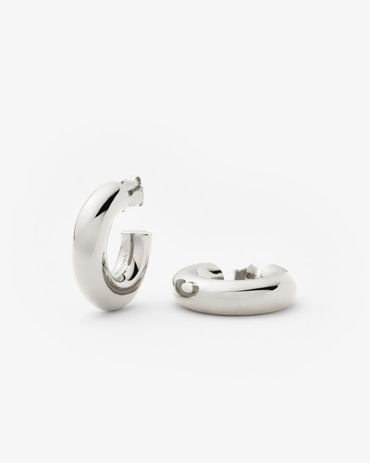 Missoma Large Ridge Hoop Earrings in silver-plated brass
