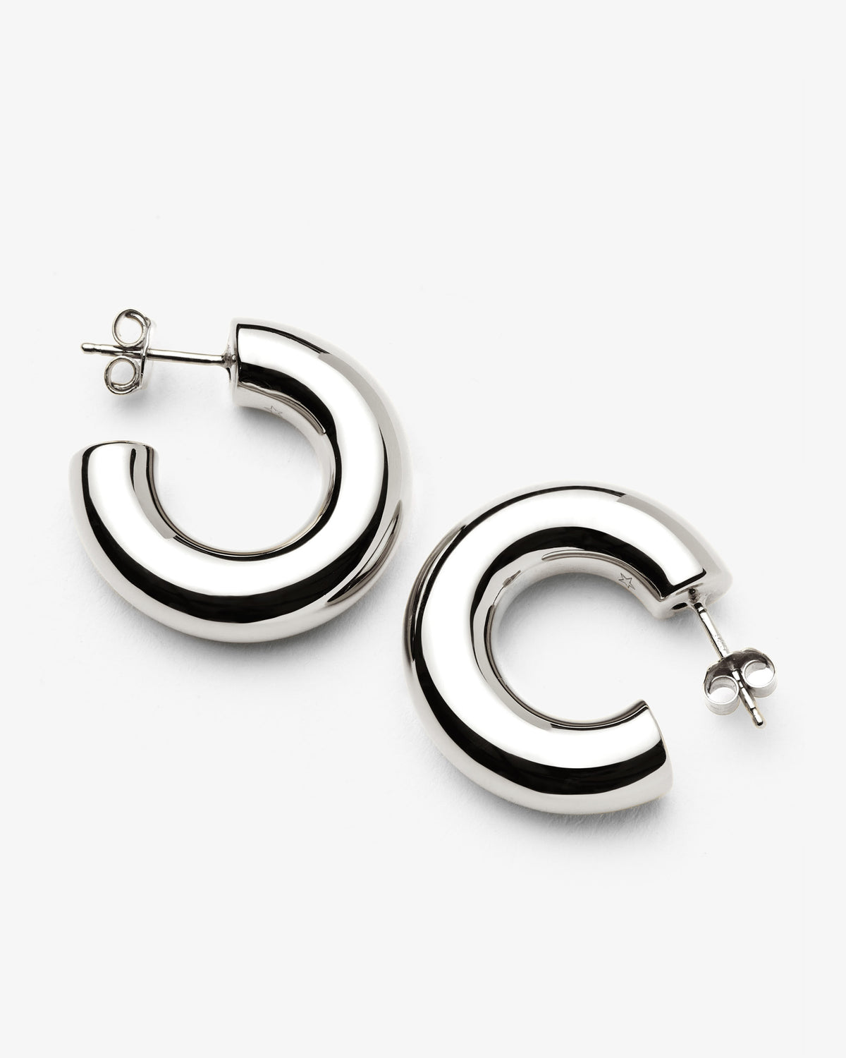 Missoma Large Ridge Hoop Earrings in silver-plated brass, view 2
