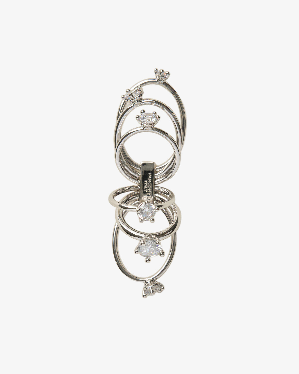 Panconesi Diamanti Orbit Ring in rhodium-plated brass