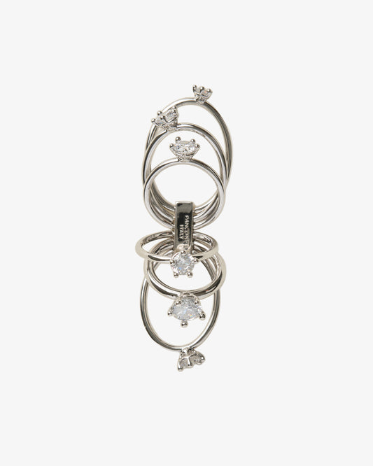 Panconesi Diamanti Orbit Ring in rhodium-plated brass