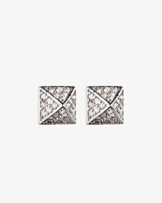 Eddie Borgo Pave Pyramid Earrings in silver-plated brass
