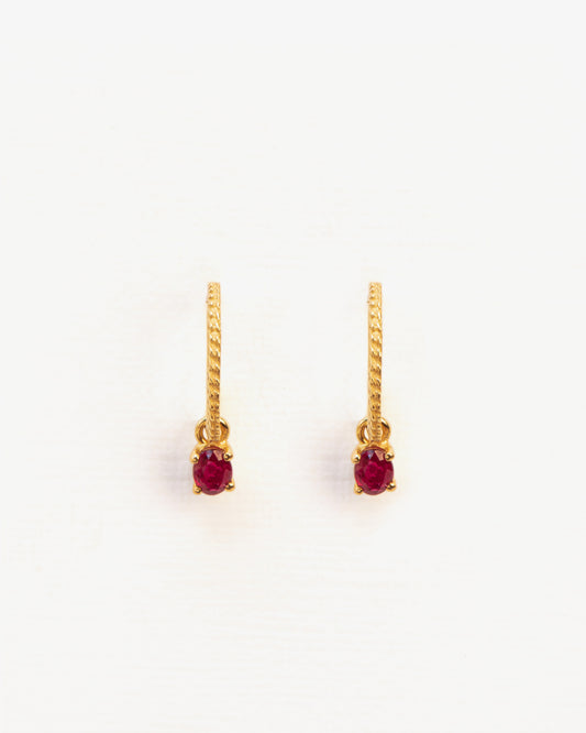 Wouters & Hendrix Gold 18K Gold Ruby Hoop Earrings