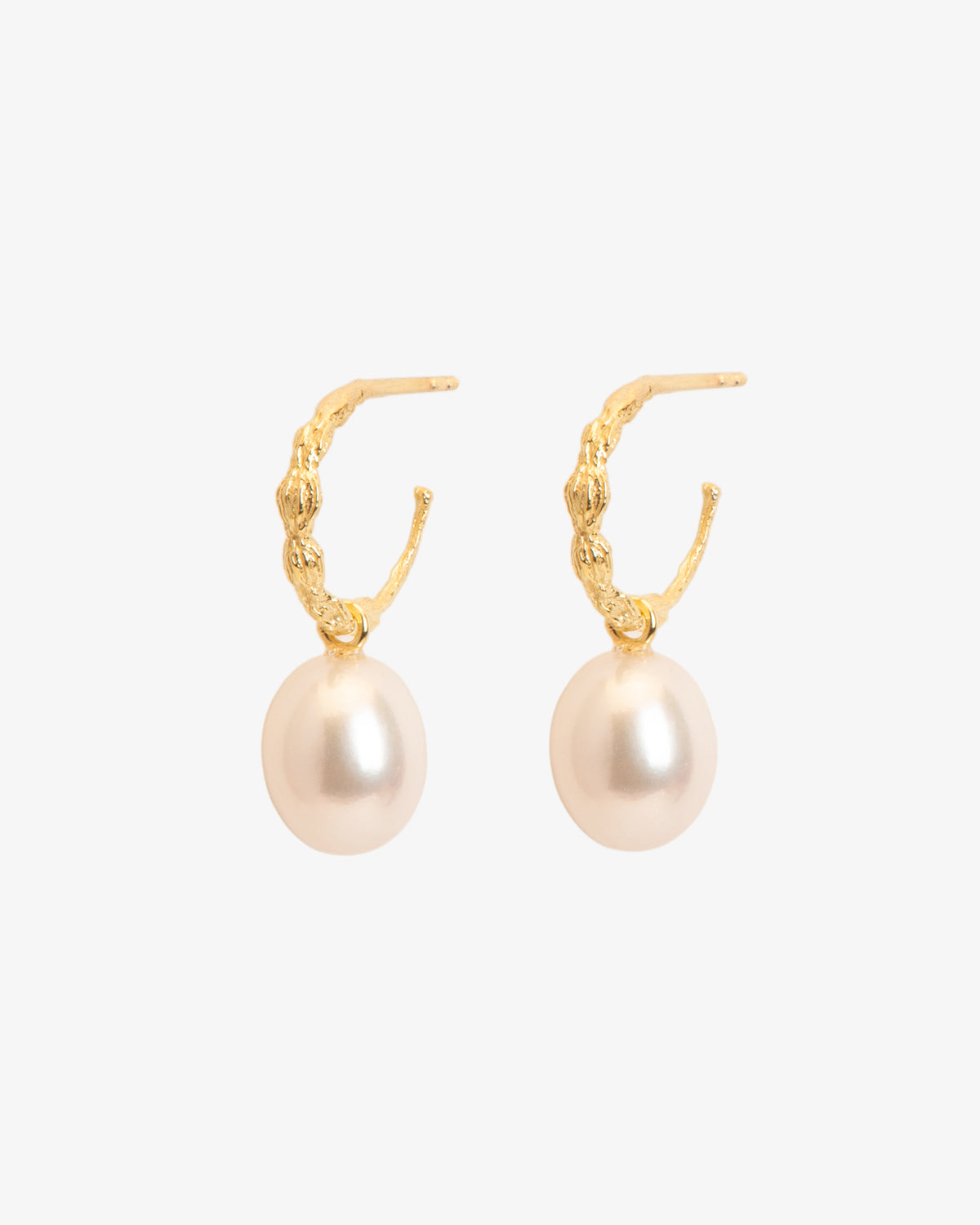 Wouters & Hendrix Gold 18K Gold Organic Pearl Hoops, side view