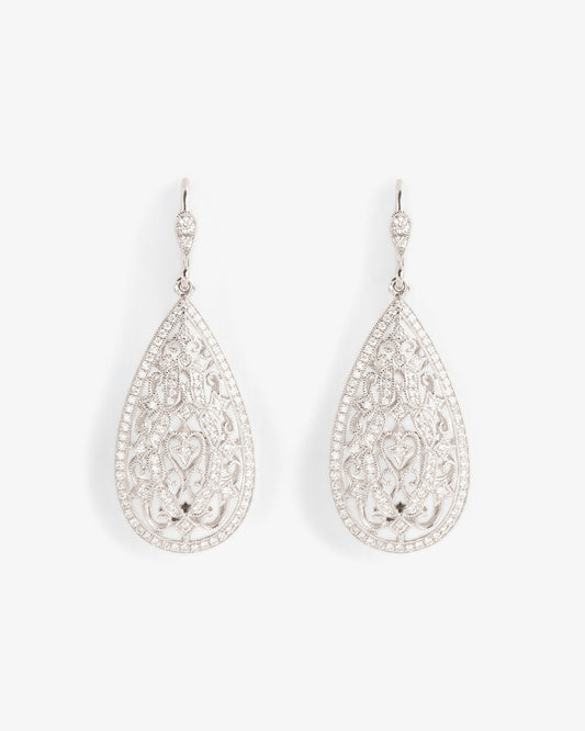 Wouters & Hendrix Gold 18K White Gold Diamond Drop Earrings