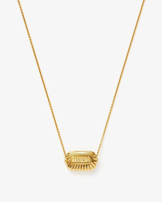 Missoma Engravable Love Ridge Pearl Pendant Necklace in gold-plated brass