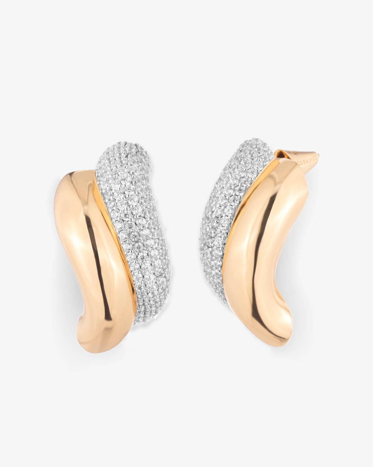 Eddie Borgo Pave Torsade Stud Earrings in silver and gold tone