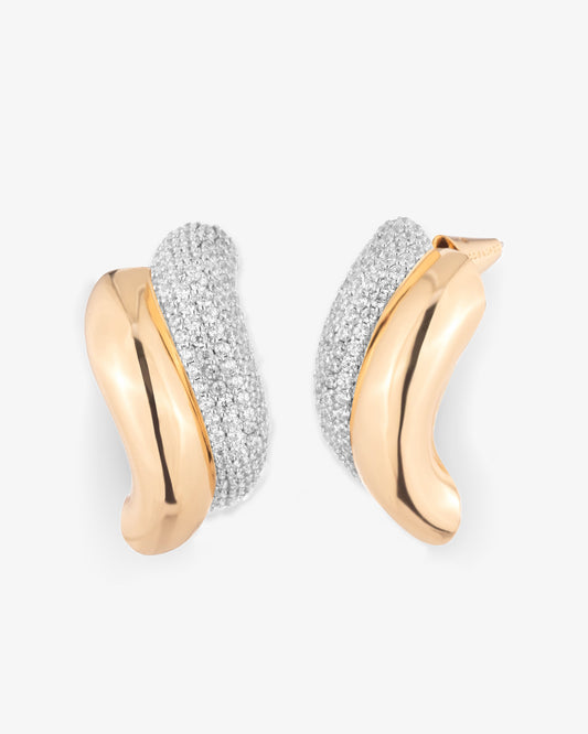 Eddie Borgo Pave Torsade Stud Earrings in silver and gold tone