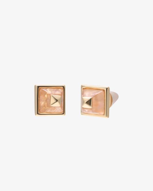 Eddie Borgo Sugarloaf Pyramid Amber Studs in gold-plated brass