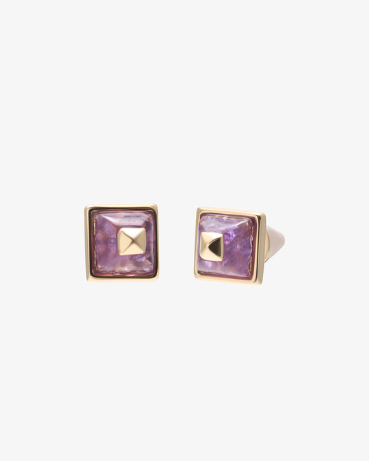 Eddie Borgo Sugarloaf Pyramid Amethyst Studs in gold-plated brass