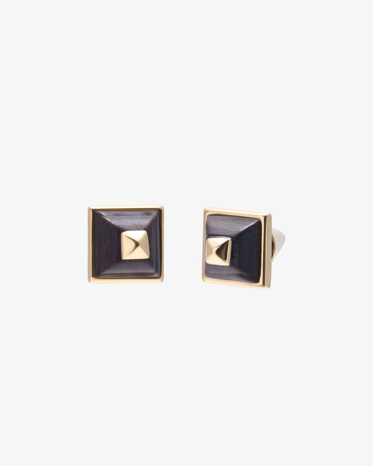 Eddie Borgo Sugarloaf Pyramid Ebony Studs in gold-plated brass