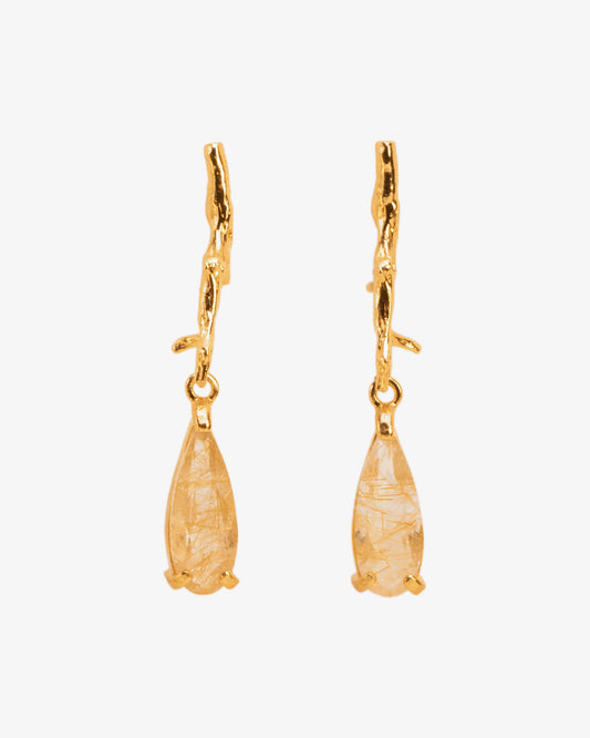 Wouters & Hendrix Branch-Shaped Rutilated Quartz Drop Studs