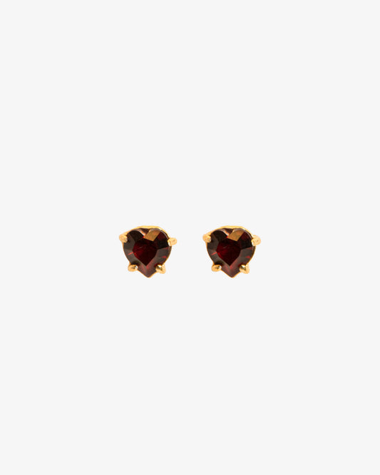 Wouters & Hendrix Heart-Shaped Garnet Stud Earrings