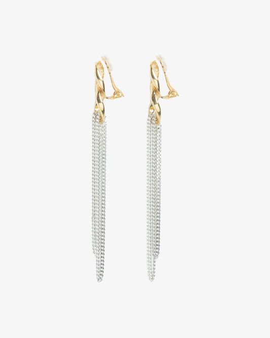 Chunky Falling Chain Statement Clip Earrings