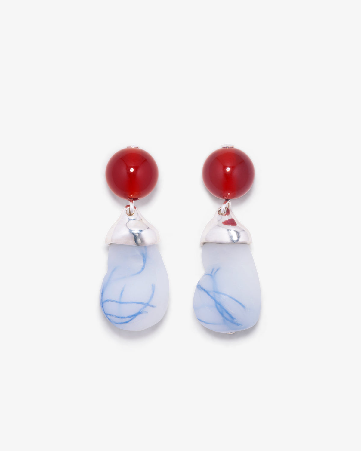 Completed Works – Blue And Red Resin Earrings