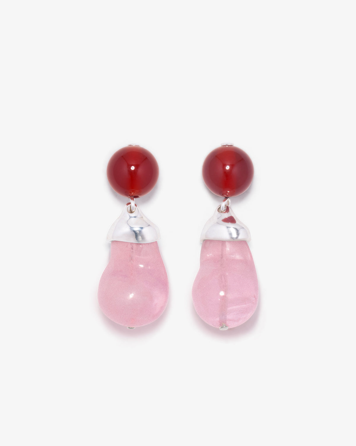 Completed Works – Pink And Red Resin Earrings