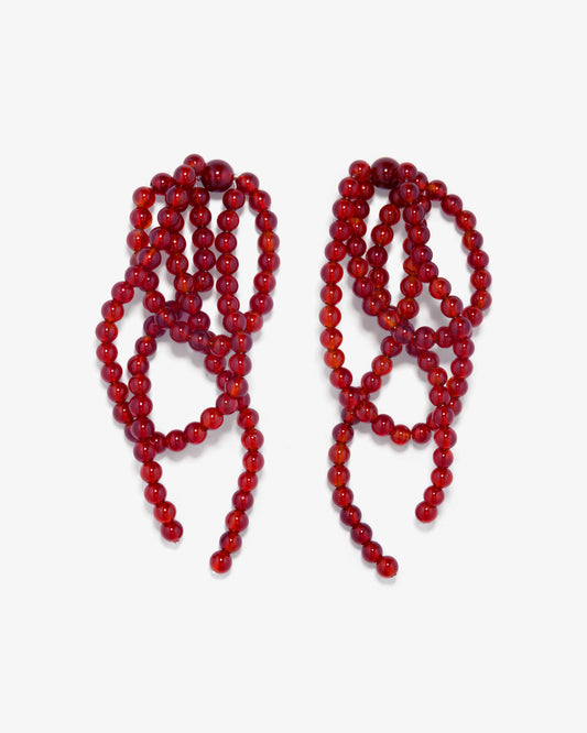 Completed Works – Red Resin Thread Earrings
