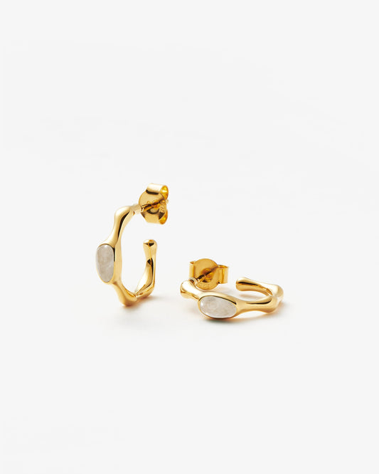Missoma Magma Rainbow Moonstone Large Hoop Earrings in gold-plated brass