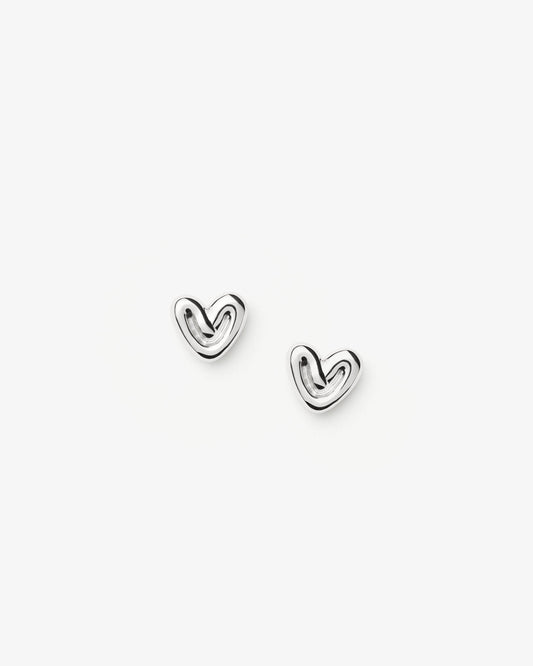 Missoma Puffy Heart Mini Stud Earrings in sterling silver
