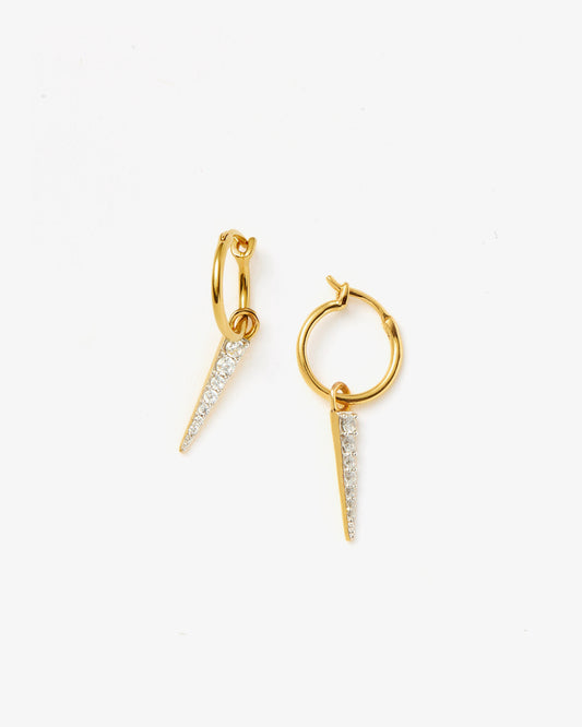Missoma Pave Spike Mini Drop Charm Hoop Earrings in gold-plated sterling silver