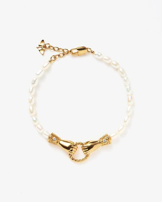 Missoma Harris Reed In Good Hands Pearl Bracelet in gold-plated brass