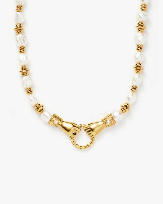 Missoma Harris Reed In Good Hands Chunky Beaded Gemstone Necklace in gold-plated brass