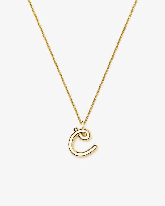 Missoma Curly Molten Initial Pendant Necklace in gold-tone plated metal, letter C