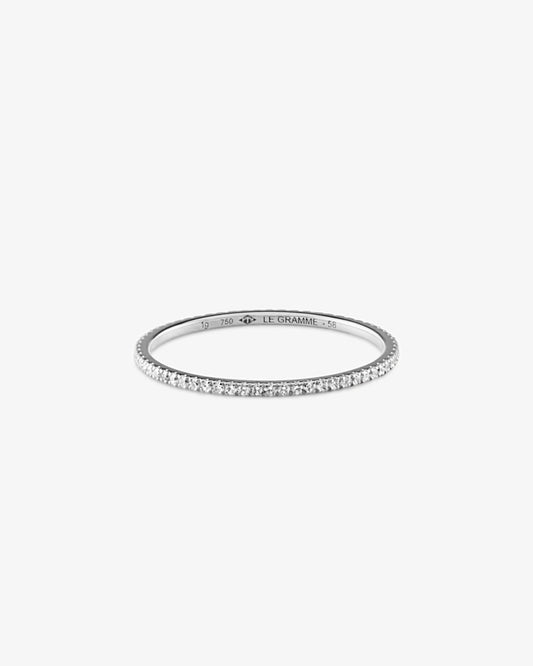 Le gramme 1g polished 18k white gold pave ring