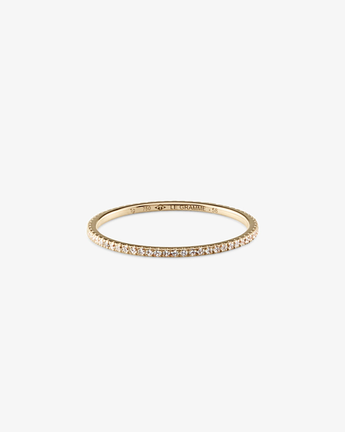 Le gramme 1g polished 18k gold pave ring