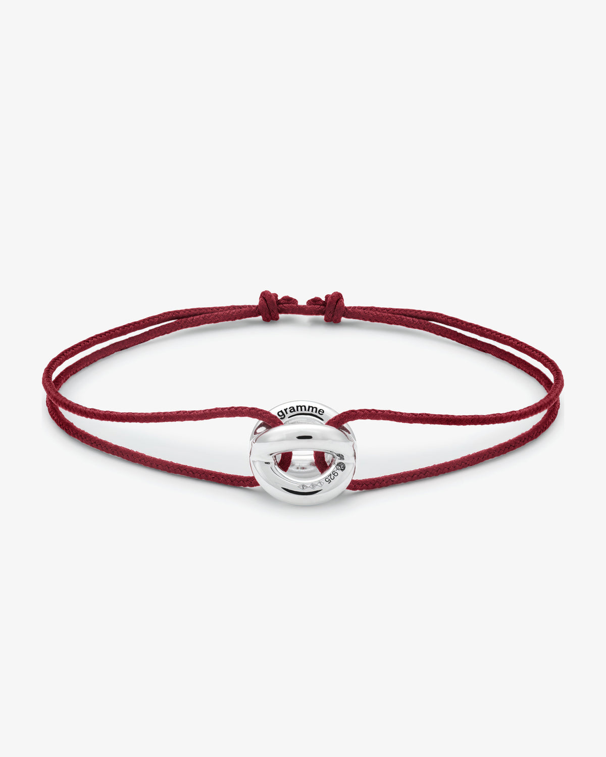 Le gramme 3g polished entrelacs burgundy cord bracelet