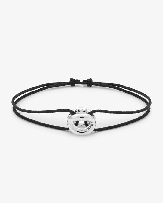 Le gramme 3g polished entrelacs black cord bracelet
