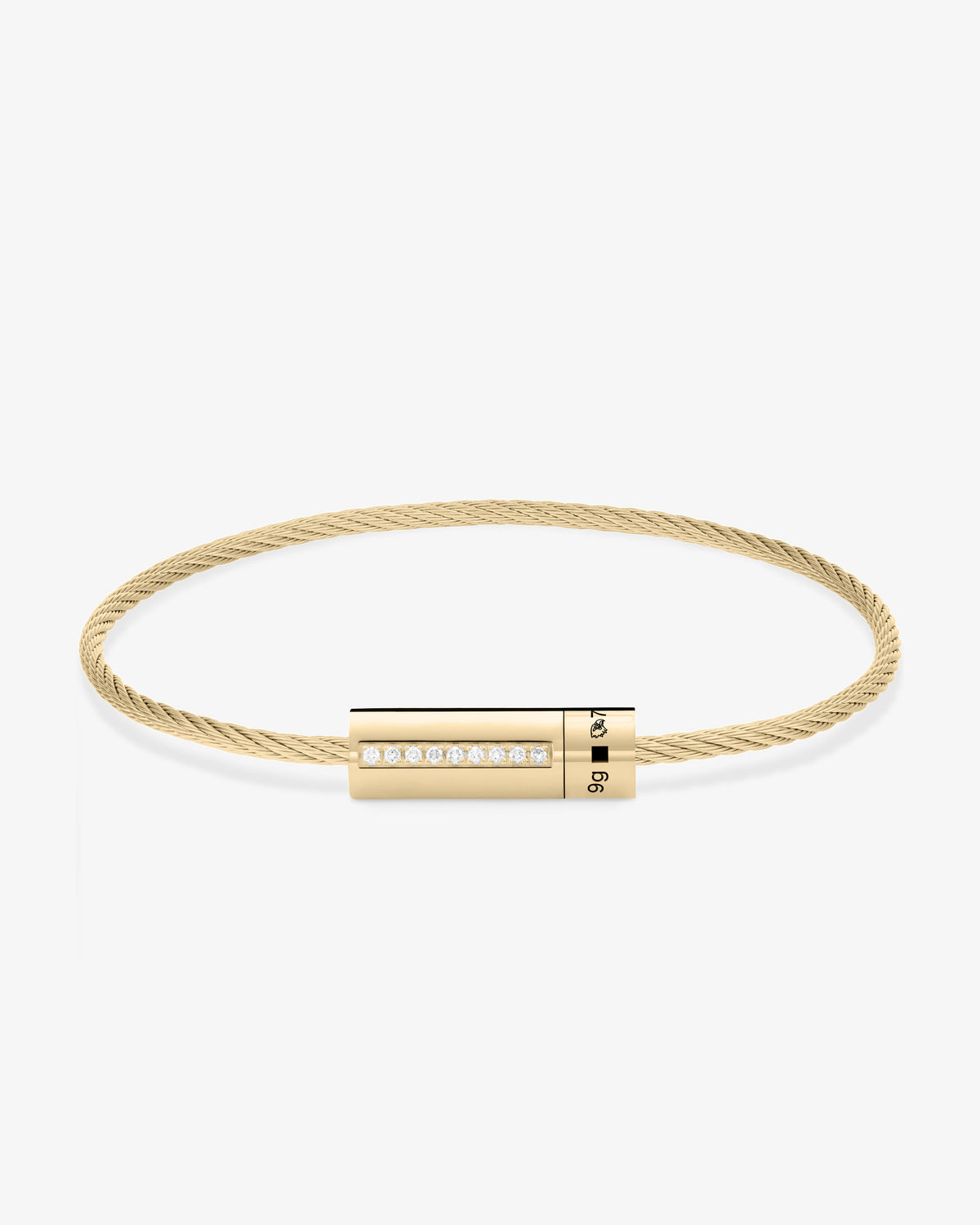 Le gramme 9g polished 18k gold diamond cable bracelet