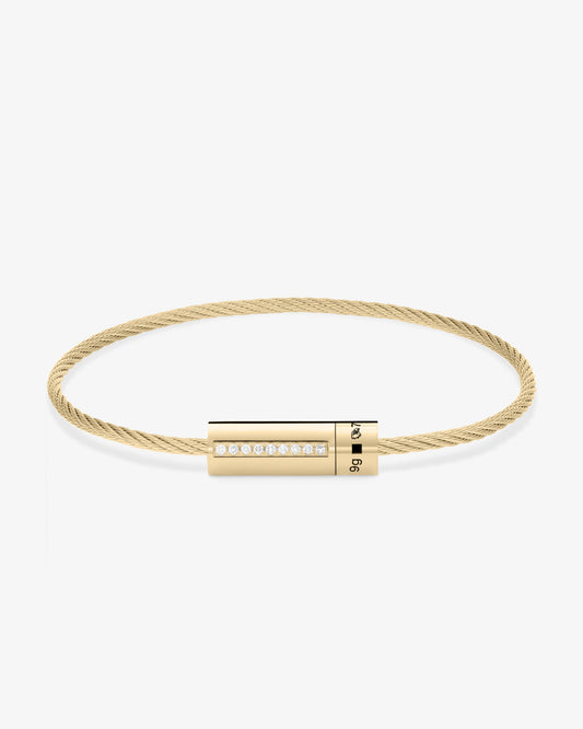 Le gramme 9g polished 18k gold diamond cable bracelet