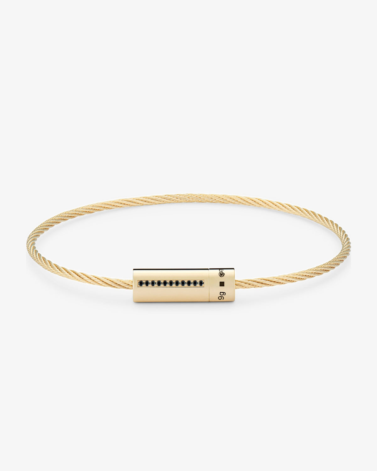 Le gramme 9g polished 18k gold black diamond cable bracelet
