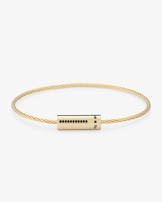 Le gramme 9g polished 18k gold black diamond cable bracelet