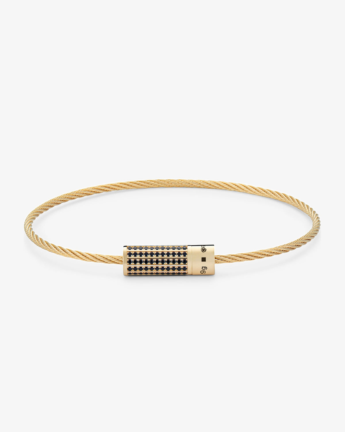 Le gramme 9g polished 18k gold black diamond cable bracelet