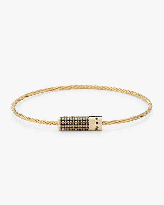 Le gramme 9g polished 18k gold black diamond cable bracelet
