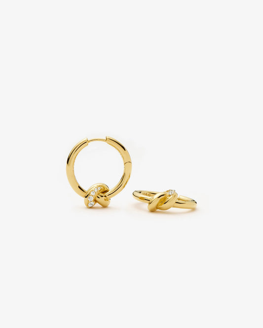 Missoma Lucy Williams Pave Knot Small Hoop Earrings in gold-plated brass