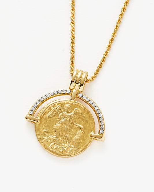 Missoma Lucy Williams Engravable Fortuna Arc Coin Pendant Necklace in gold-plated brass