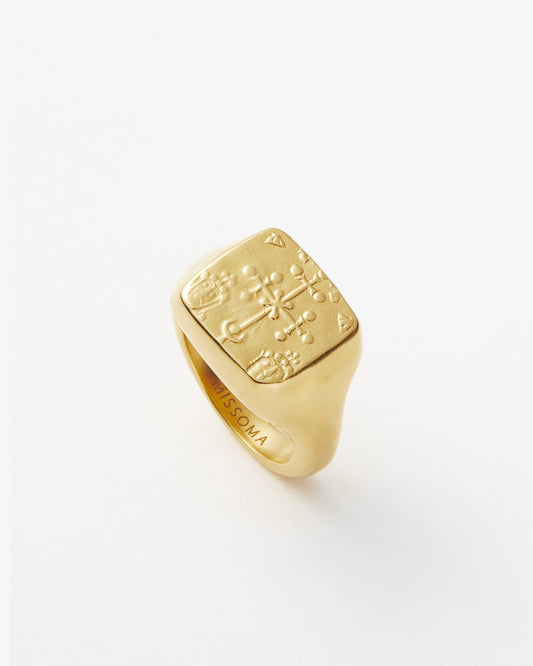 Missoma Lucy Williams Byzantine Coin Signet Ring in gold-plated brass