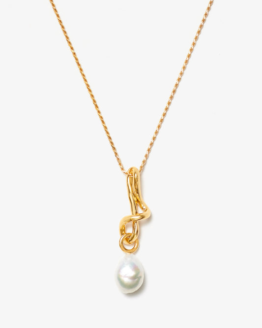 Missoma Molten Baroque Pearl Drop Pendant Necklace in gold-plated brass