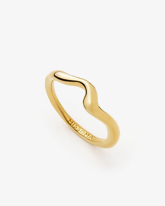 Missoma Molten Wave Stacking Ring in gold-plated sterling silver