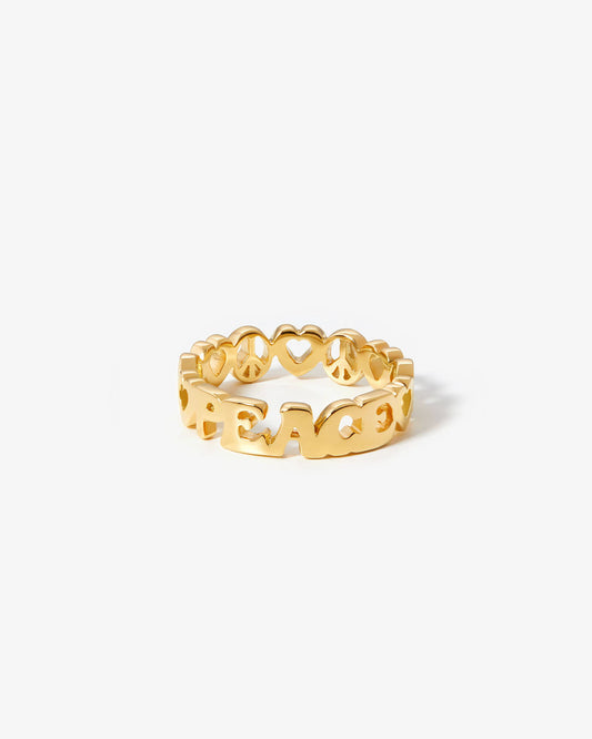 Missoma Peace Word Ring in gold-plated sterling silver