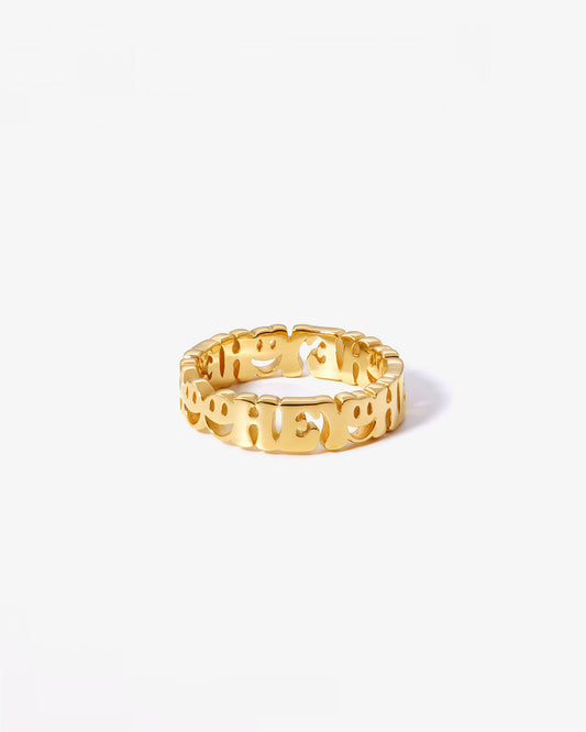 Missoma Hey Word Ring in gold-plated sterling silver