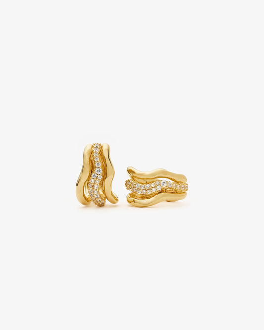 Missoma Molten Snow Triple Small Hoop Earrings in gold-plated brass